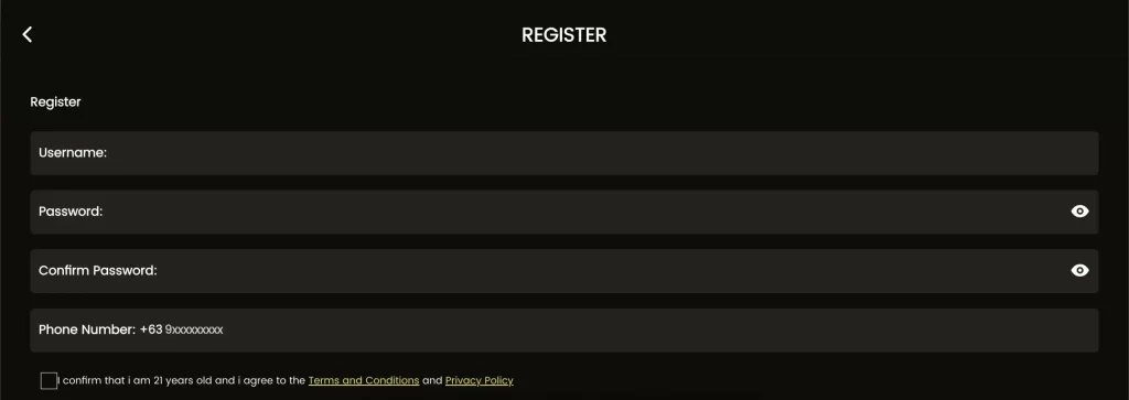 2jl register interface showing new account creation with login support and online casino entry